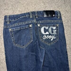 Coogi Jeans Women 5/6 Blue Denim Embroidered Slim Spell Out Gorpcore Y2K VTG
